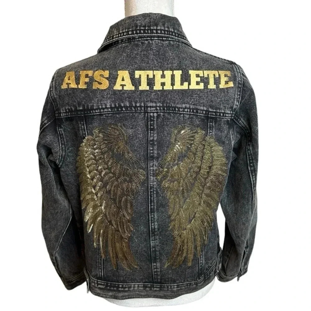 Angel Competition Bikinis Fashion Show Bedazzled Jean‎ Jacket Size Small Rare